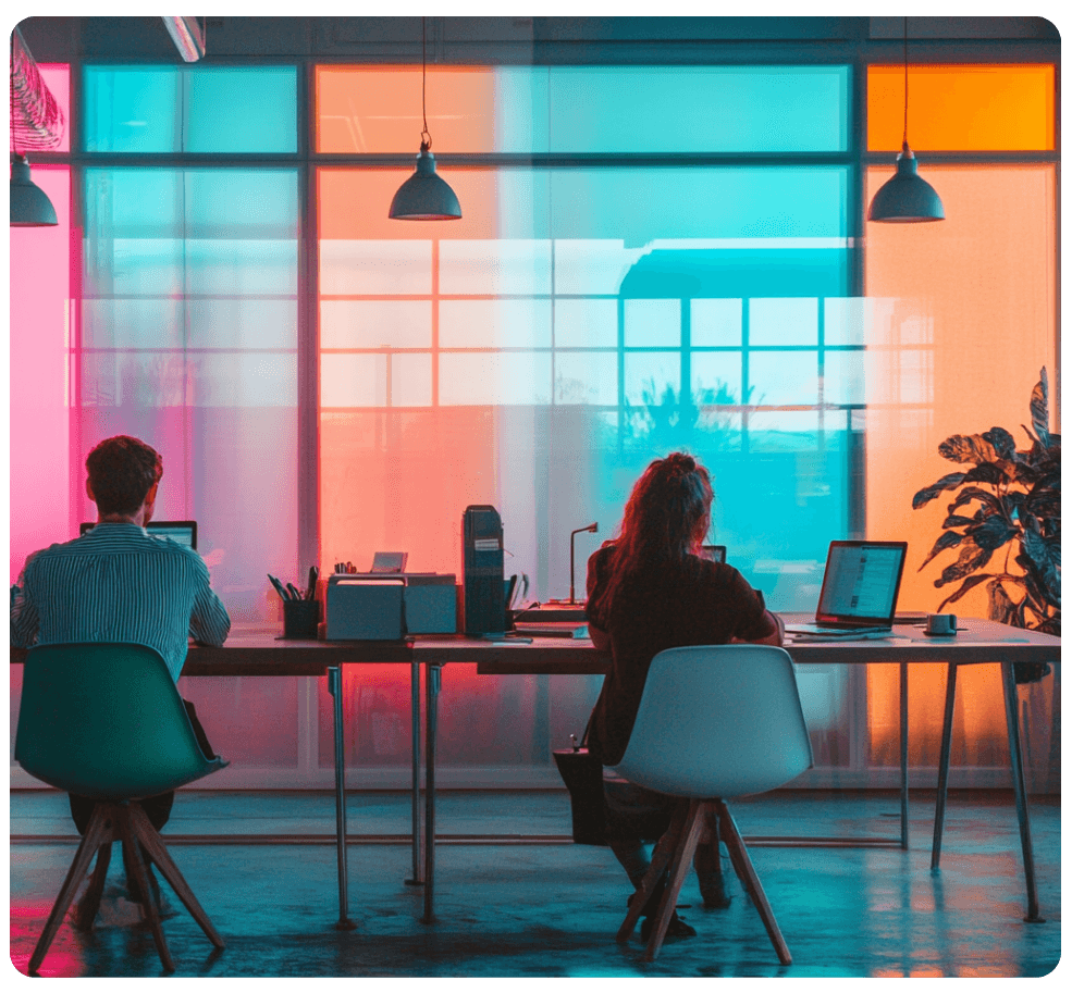 Happy people working in an office-1